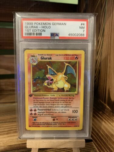 Pokemon Glurak Sammelkarte Deutsch 1st Edition Holo PSA 7