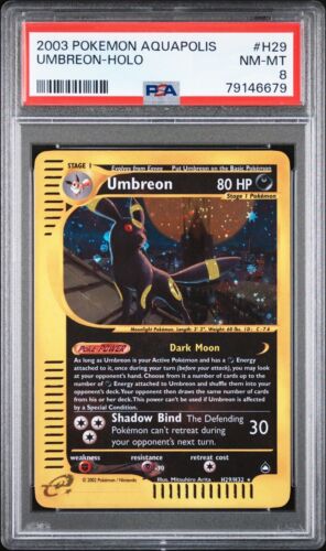 Umbreon H29H32 Aquapolis Holo Rare  PSA 8 NM  MINT  Pokemon Card TCG