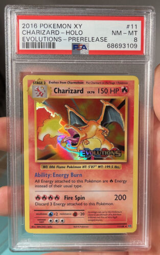 2016 POKEMON XY EVOLUTIONS PRERELEASE CHARIZARD 11 HOLO PRE RELEASE PSA 8