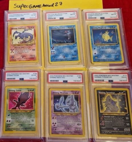 Psa 48 Shining Pokemon Cards X 6 2002 Charizard Gyarados