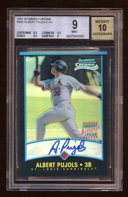 2001 Bowman Chrome Albert Pujols ROOKIE RC AUTOGRAPH  340 BGS 9 MINT AUTO 10 