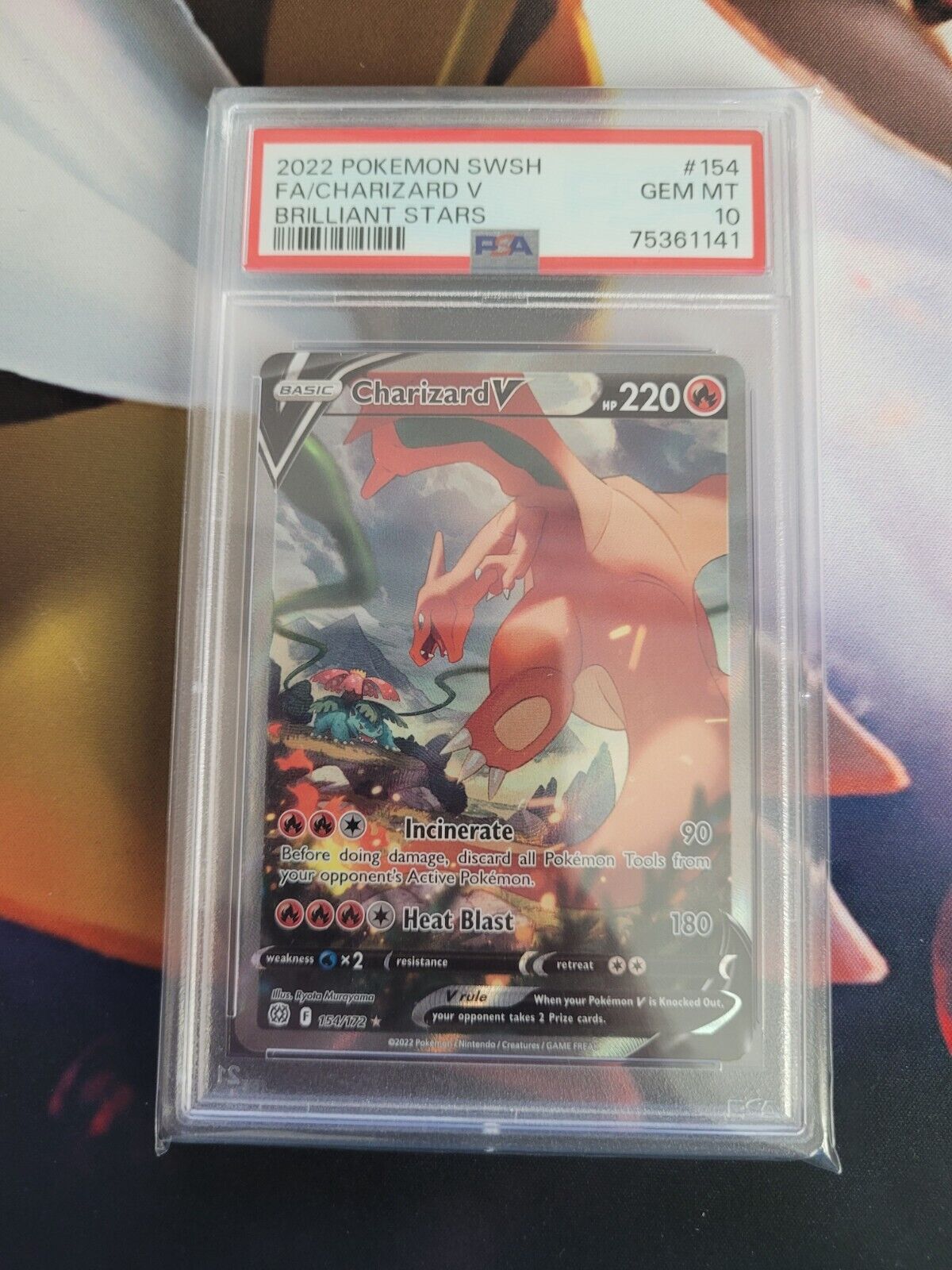 2022 Pokemon Brilliant Stars Charizard V Alt Art 154  PSA 10 Gem MT Graded