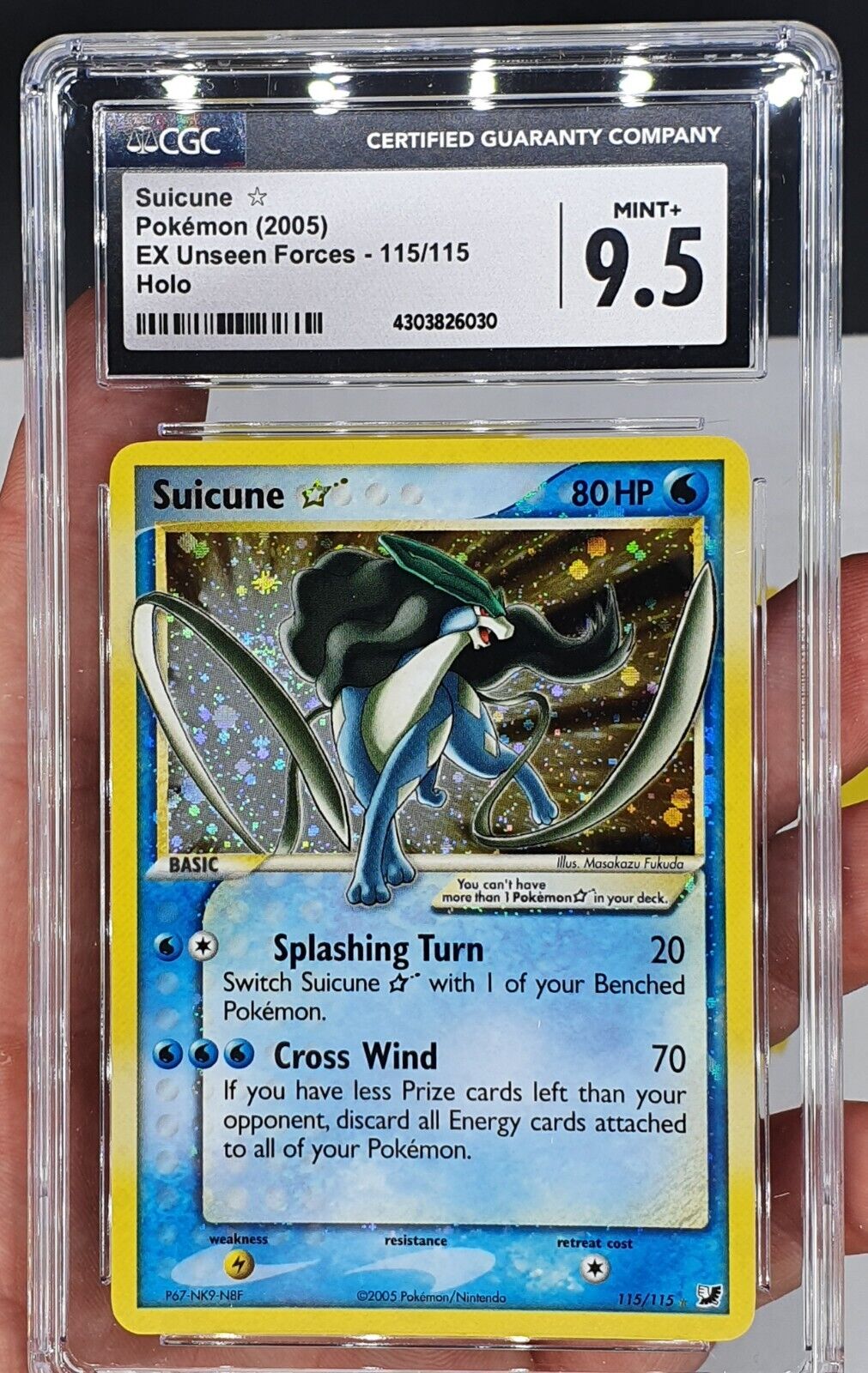 CGC 95 MINT Suicune Gold Star EX Unseen Forces Pokemon PSA