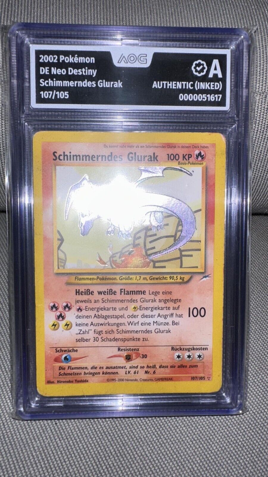 Pokemon Karte Card Shining Charizard Schimmerndes Glurak DE Neo Destiny AOG A