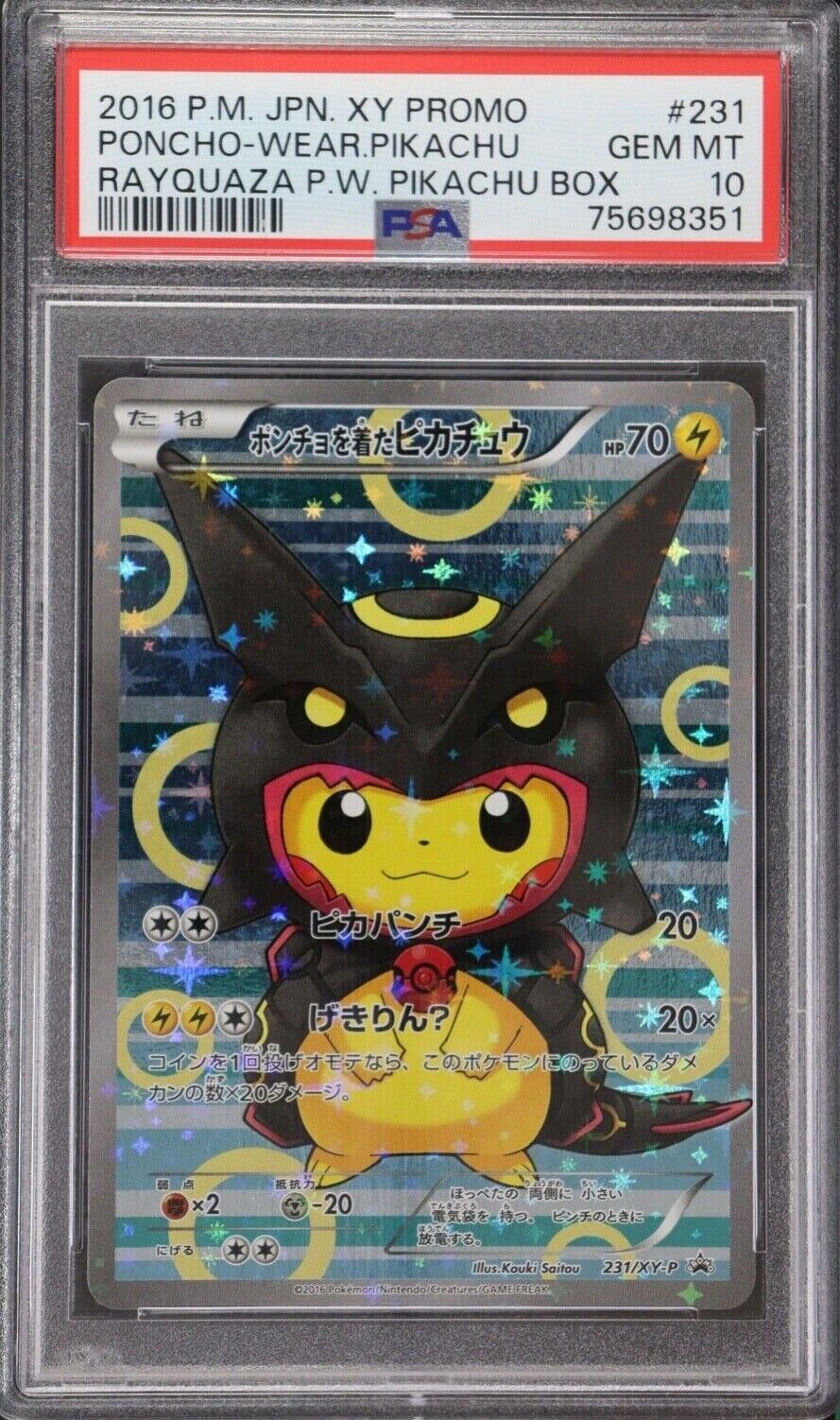 PSA 10 EDELSTEINE Pokemon Pikachu 231XYP Poncho Rayquaza Pikachu Pro