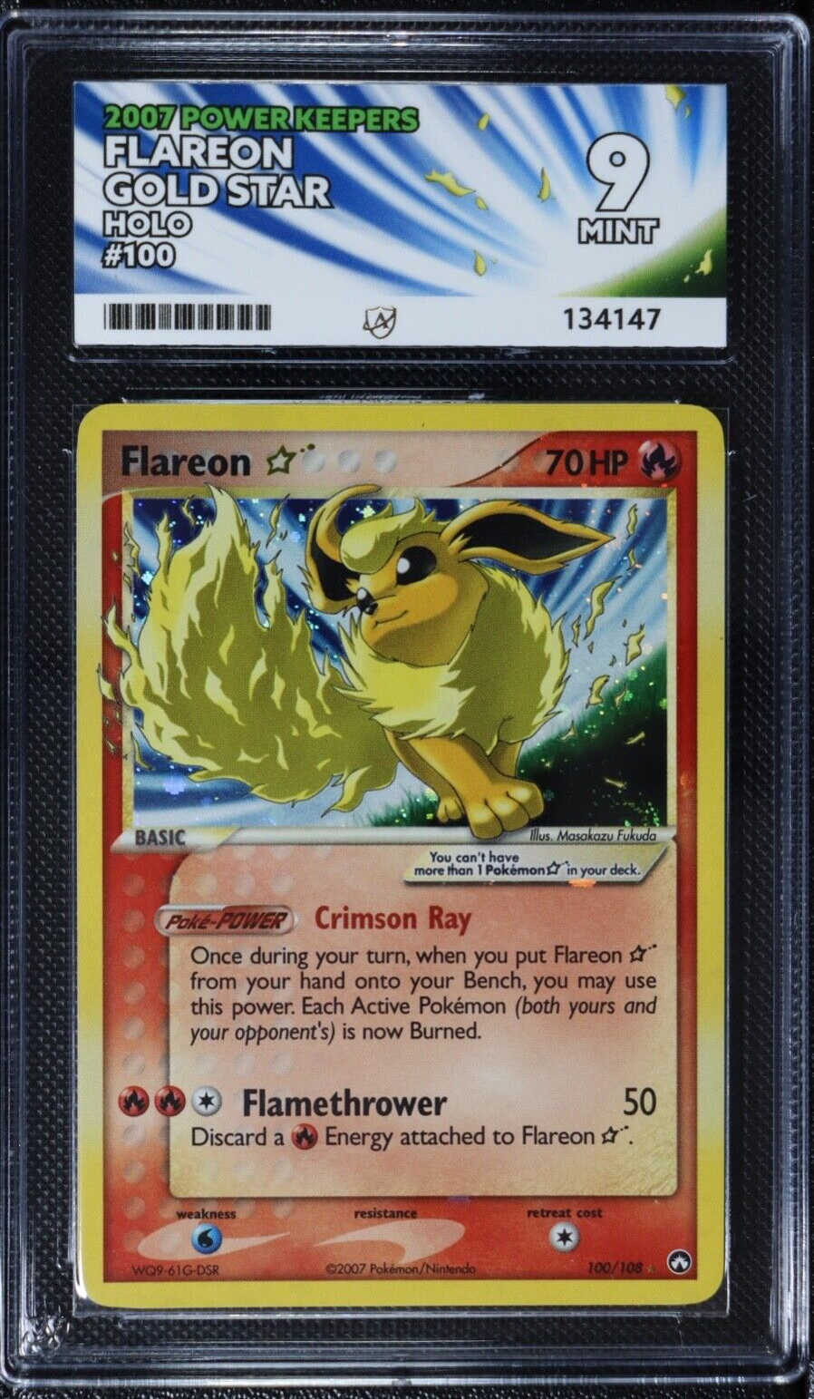 Pokemon Flareon 100108 Gold Star ex Power Keepers ACE 9 MINT