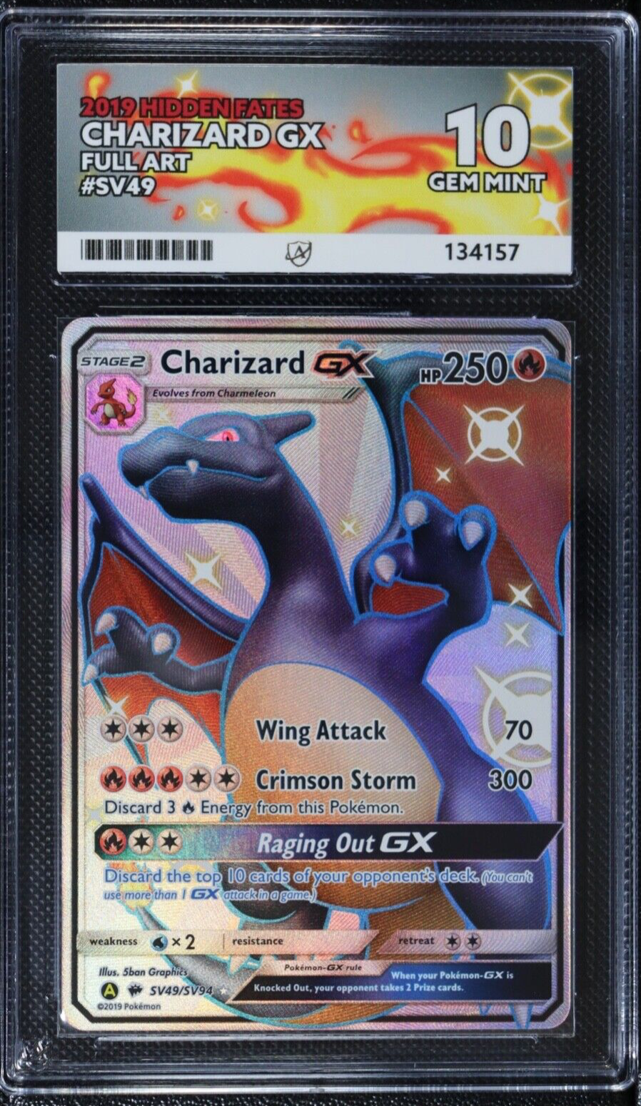 Pokemon Charizard GX SV49SV94 Hidden Fates ACE 10 GEM MINT