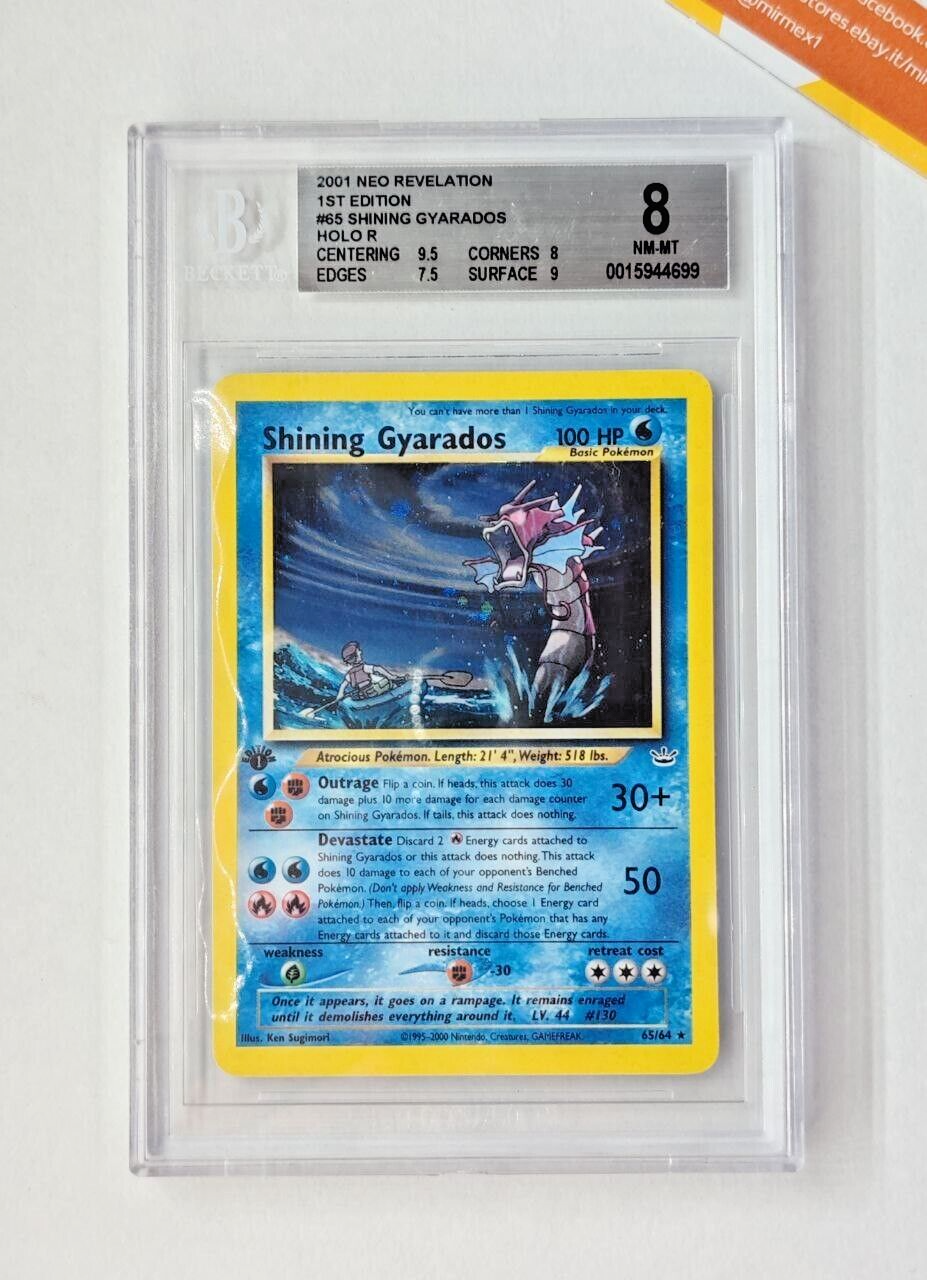 Pokemon BGS 8 Shining Gyarados 65 Holo 1st Edition Neo Revelation 2001 English