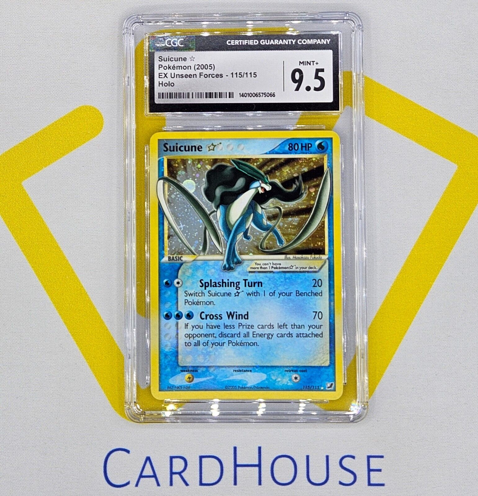 CGC 95 MINT  Suicune Gold Star Ex Unseen Forces Holo 2005 Ultra Pokemon PSA