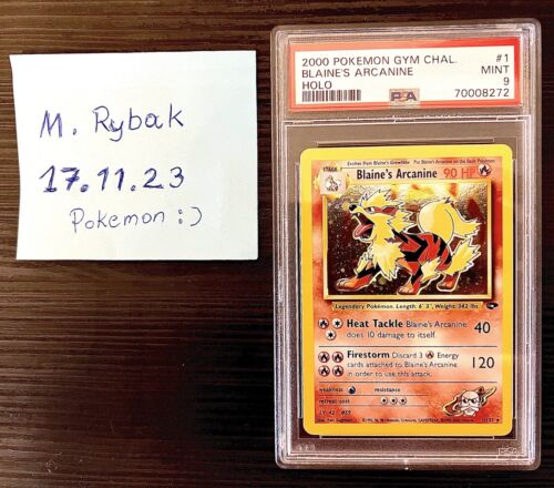 Pokemon Blaines Arcanine PSA 9 2000 Gym Chal Holo Englisch