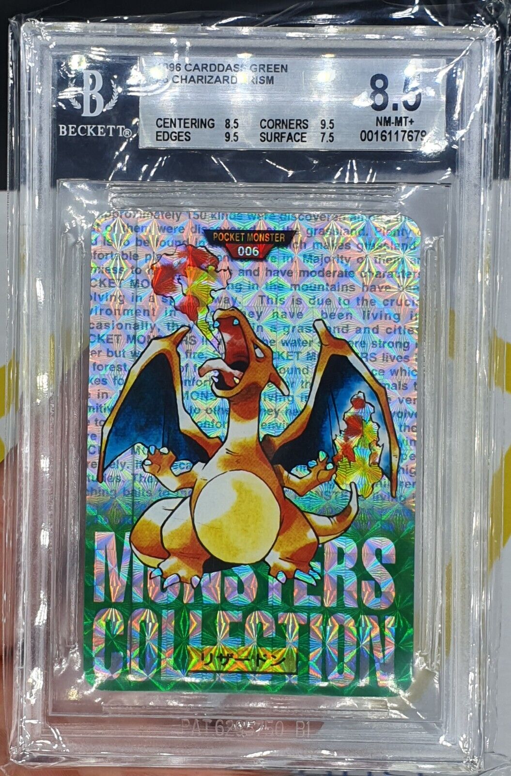 BGS 85 NM MINT Charizard Carddass Bandai PRISM Japanese 1996 Pokemon PSA