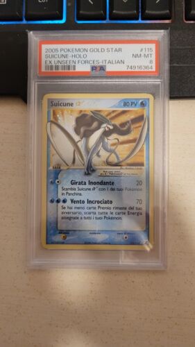 Pokemon CardPSA 8 Suicune 115115 Gold Star   ITALIANOEX Unseen Forces  NM
