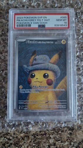 PSA 10 Pokemon X Van Gogh Pikachu PROMO Card Pikachu With Grey Felt Hat 085 