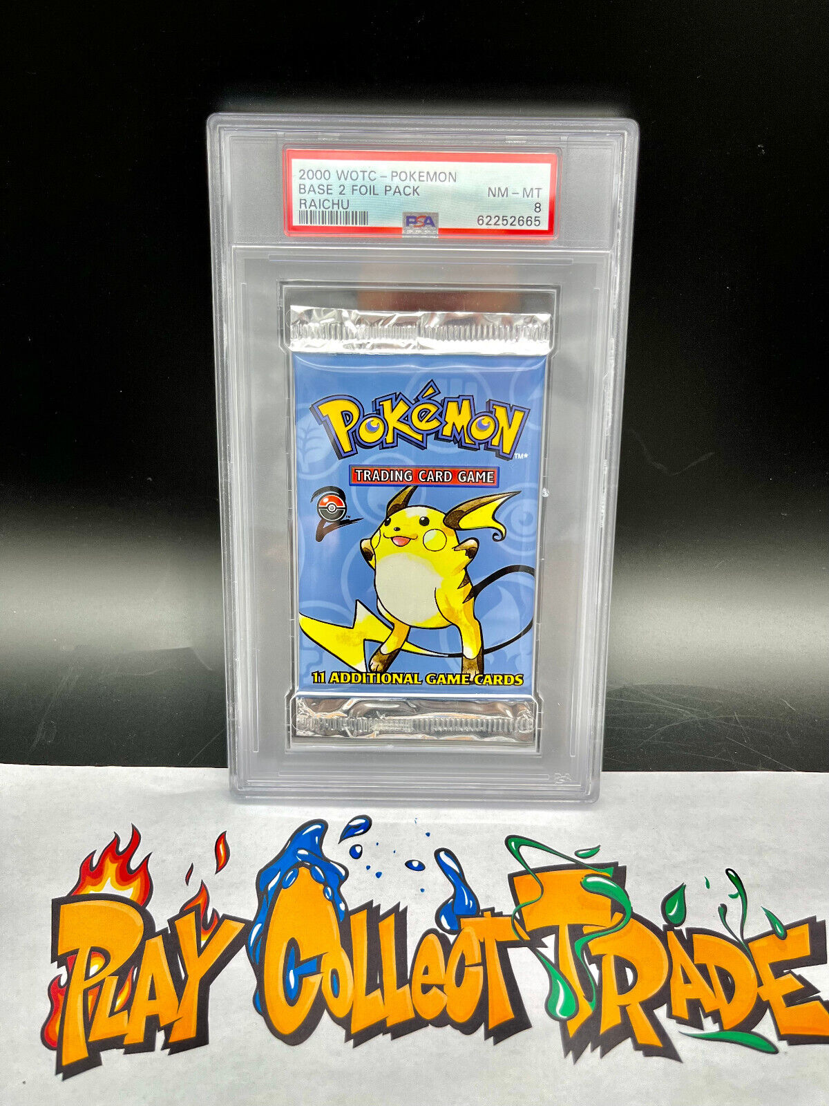 Pokemon PSA 8 2000 WOTC Base 2 Booster Pack  Artwork Raichu  MINT