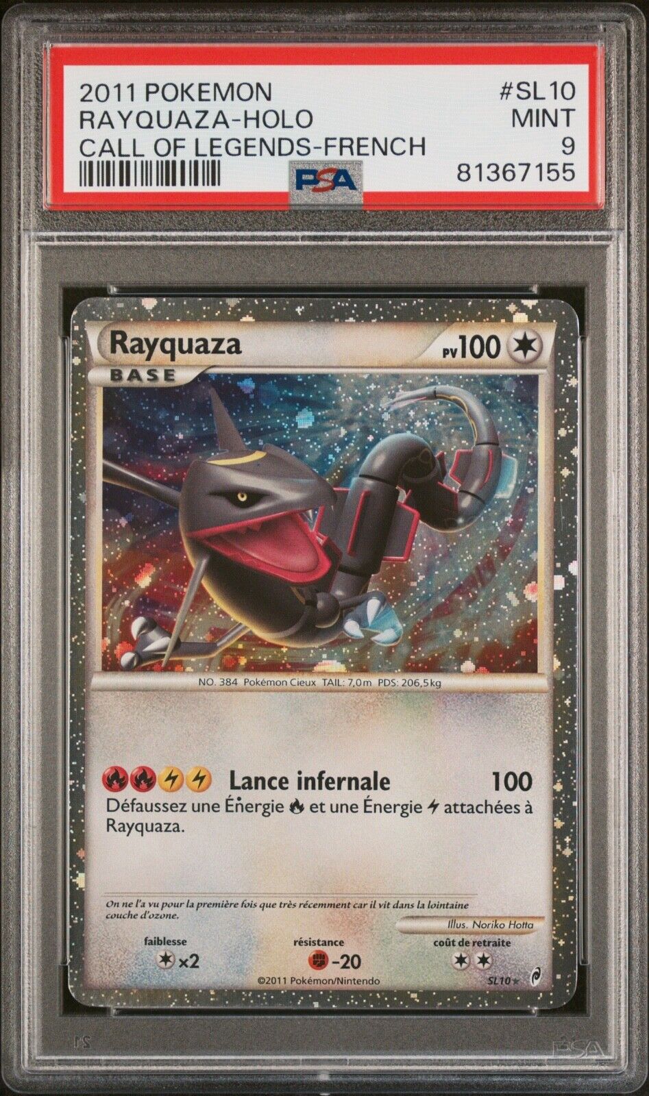 Carte Pokemon Rayquaza Holo SL10 Appel des Legendes PSA 9