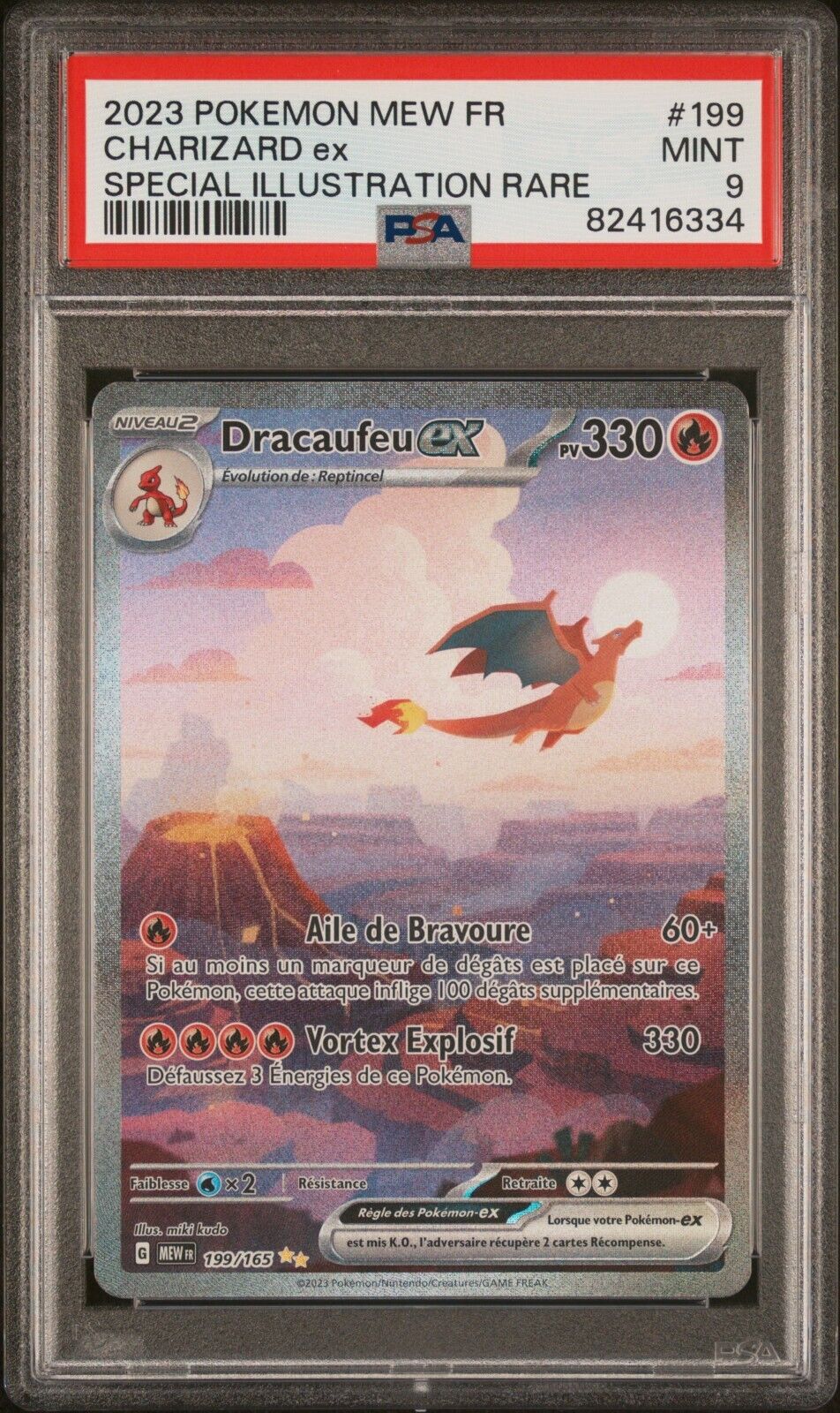 Carte Pokemon Dracaufeu EX 199165 Mew 151 PCA PSA 9