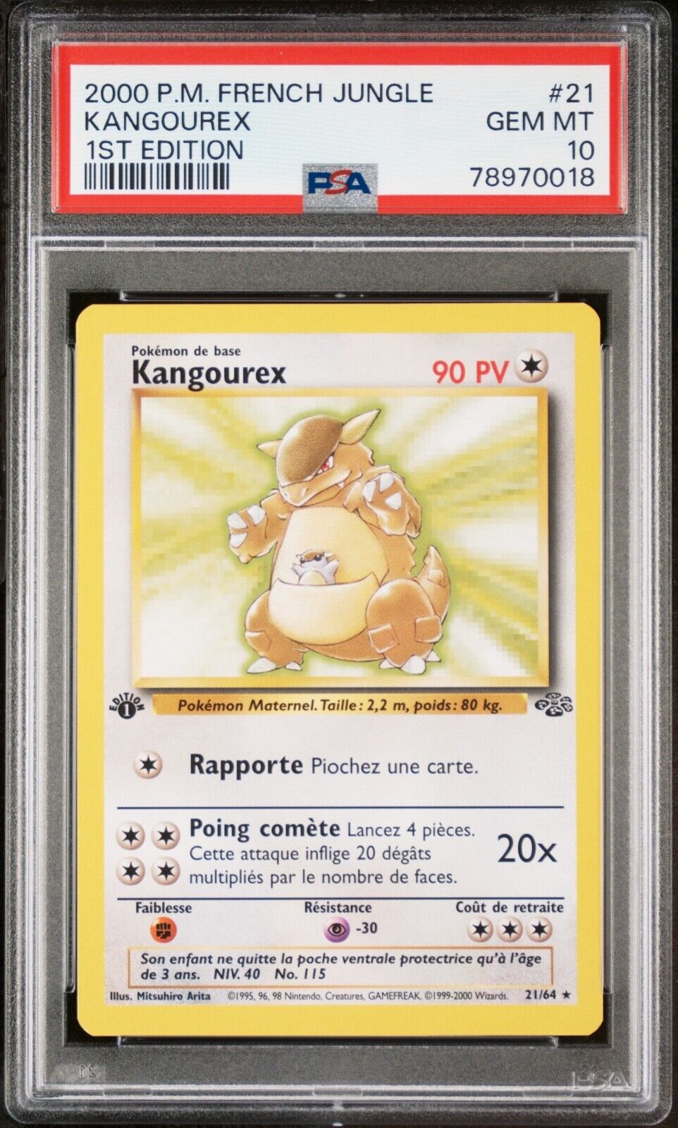 Carte Pokemon Kangourex 2164 Jungle ED1 Wizards PCA PSA 10