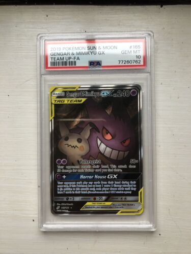 Gengar  Mimikyu GX Full Art Graded Pokemon Card PSA 10 Team Up 165181 Gem Mint