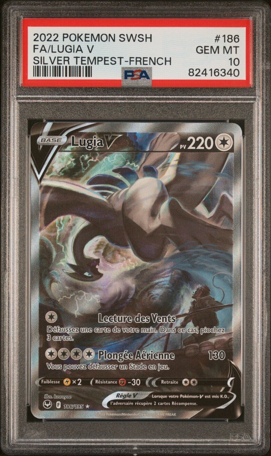 Carte Pokemon Lugia V 186196 Tempete Argente EB12 PCA PSA 10