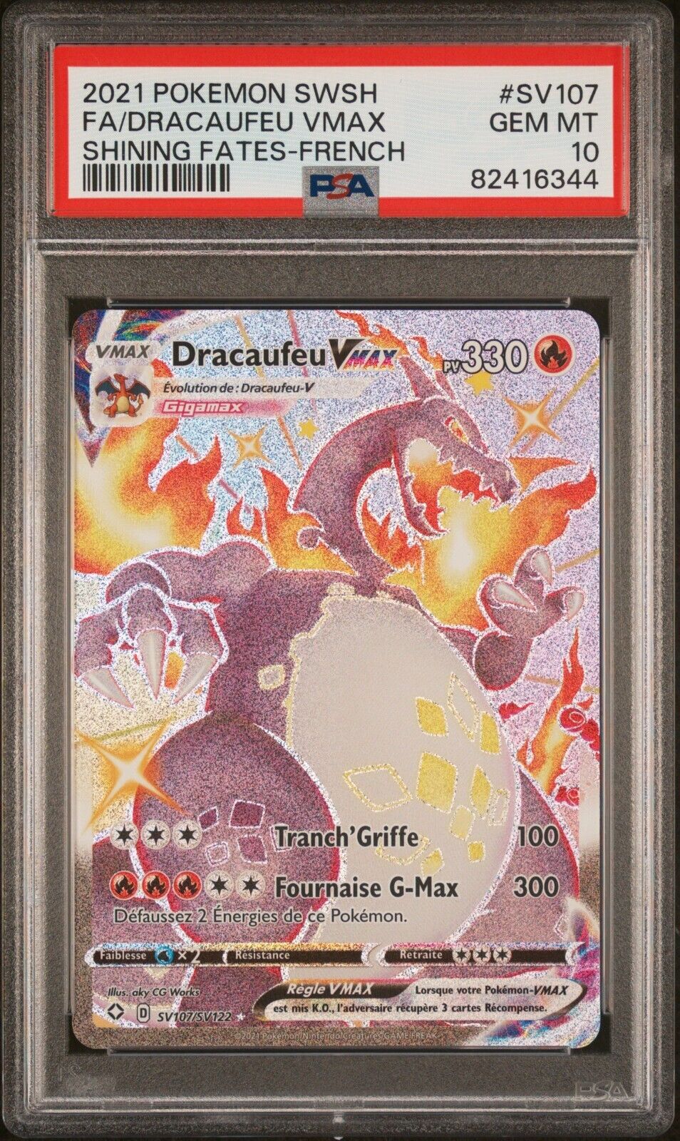 Carte Pokemon Dracaufeu Vmax SV107SV122 Destinees Radieux PCA PSA 10