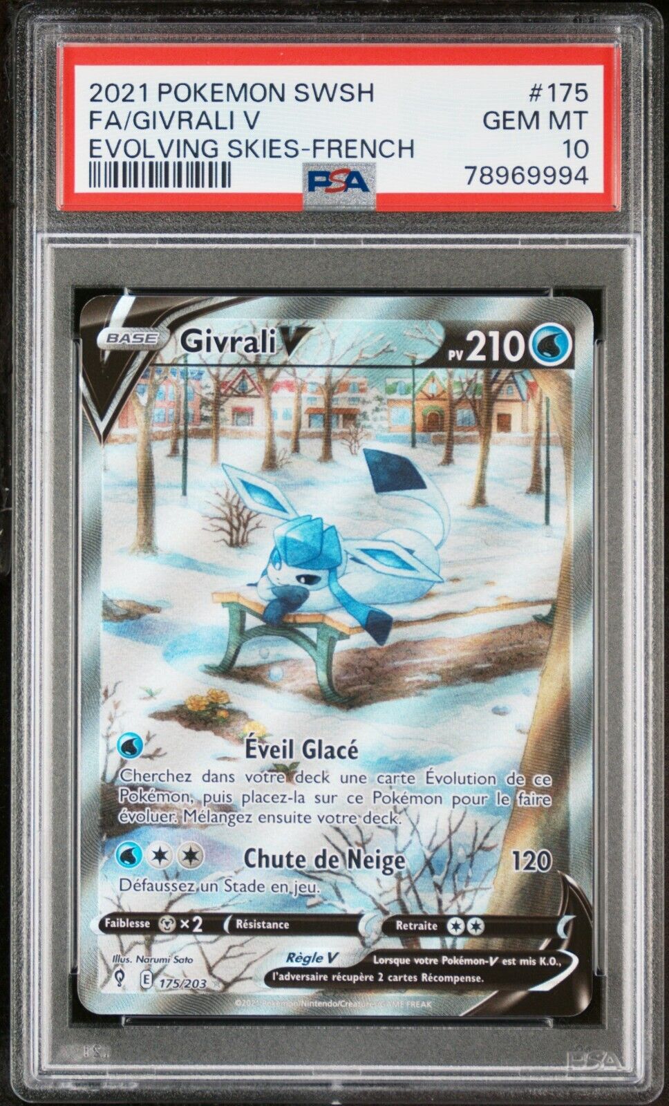 Carte Pokemon Givrali V 175203 Evolution Celeste EB7 PCA PSA 10 