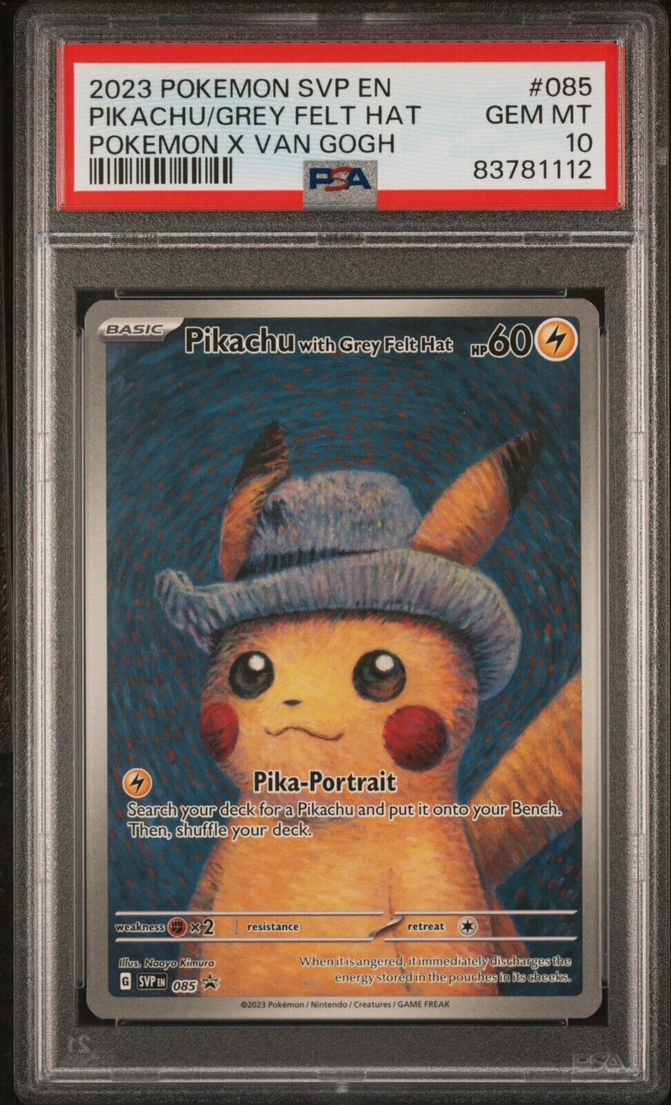 2023 Pokemon x Van Gogh Pikachu with Grey Felt Hat 085 Promo PSA 10 GEM MINT 