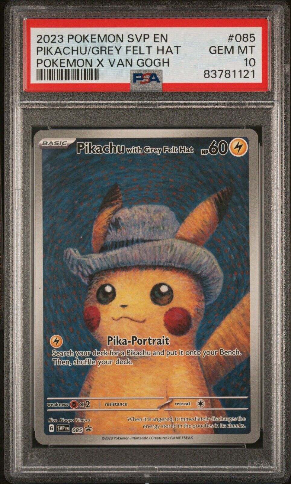 2023 Pokemon x Van Gogh Pikachu with Grey Felt Hat 085 Promo PSA 10 GEM MINT 