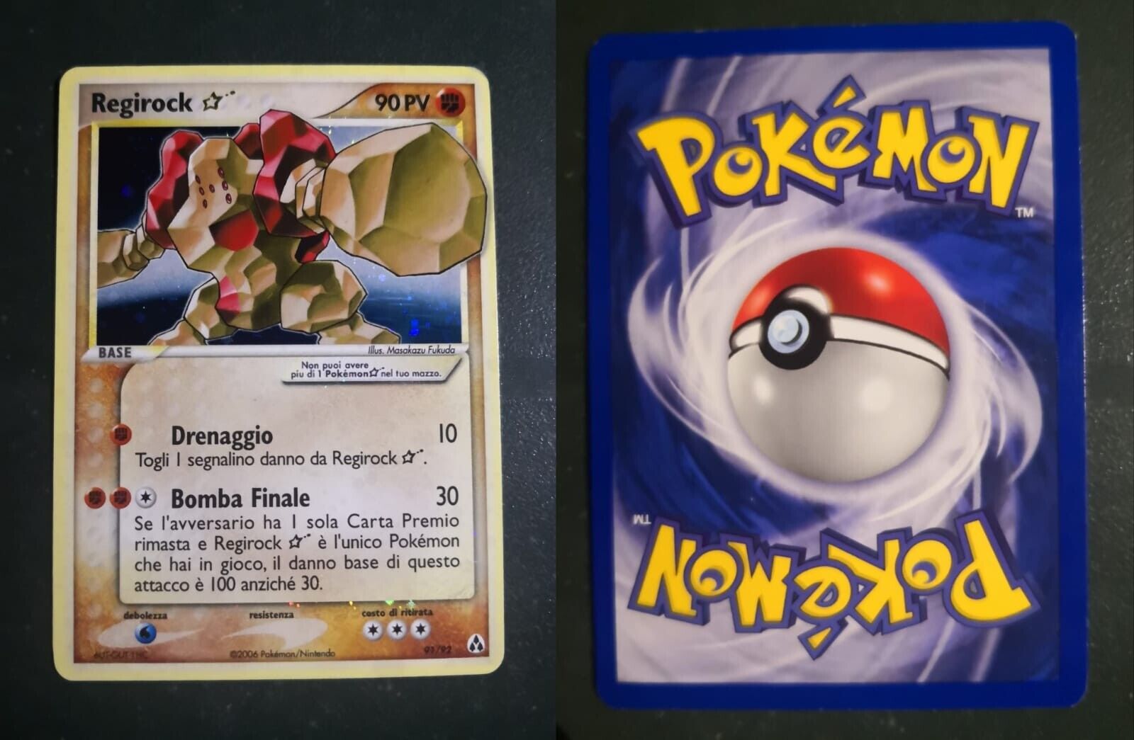 carta pokemon Regirock Gold Star 9192 ITA EX