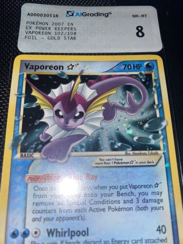  Vaporeon Gold Star  102108 NMMINT ENG  Grading8 Ex Power Keepers Pokemon