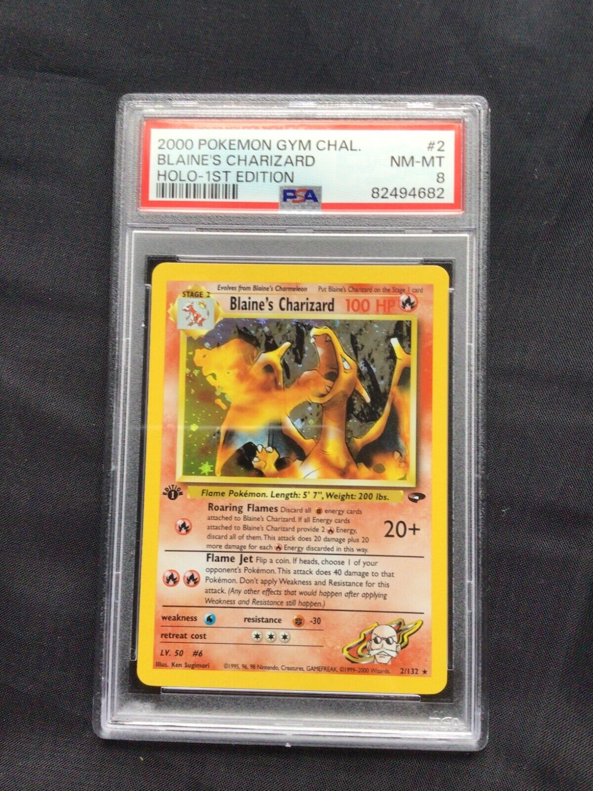 Pokemon Gym Challenge 1st Edition Rare Holo Blaines Charizard 2132 PSA 8