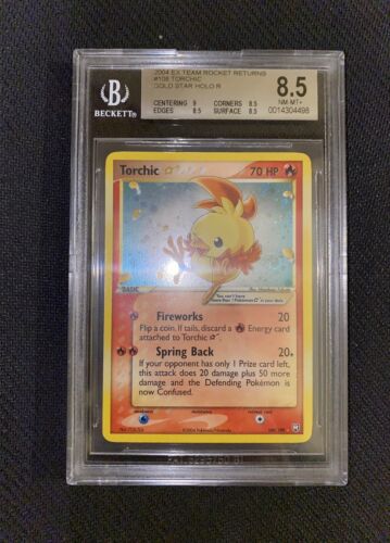 2004 Pokemon Gold Star Torchic Holo EX Team Rocket Returns BGS 85 108 Swirl