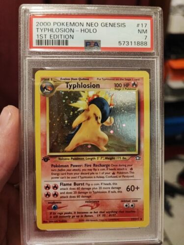 PSA 7 Pokemon TYPHLOSION Neo Genesis 1st edition 17111 Holo English Excellent