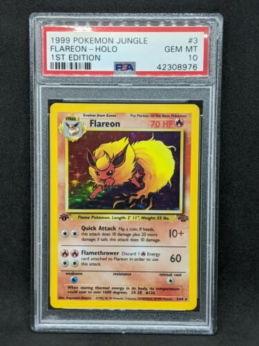 PSA 10 Gem Mint Flareon Holo 1st edition Jungle 364 1999 Pokemon Card