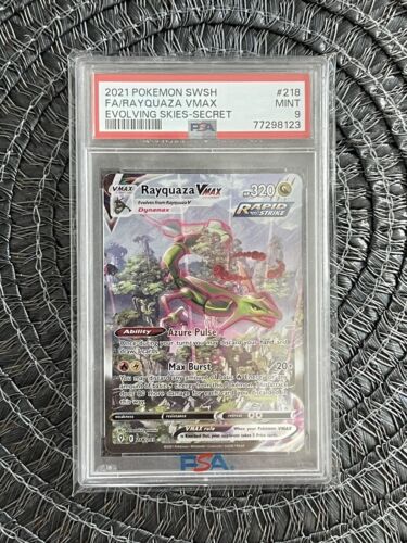 Pokemon Rayquaza Vmax Alternativ Artwork PSA 9 Mint  Drachenwandel Evolving Skis