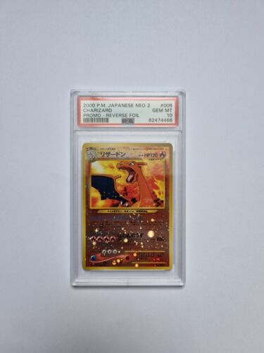 Pokemon 2000 Charizard Glurak Japanese Neo 2 PSA 10 GEM MINT  Reverse Foil Holo