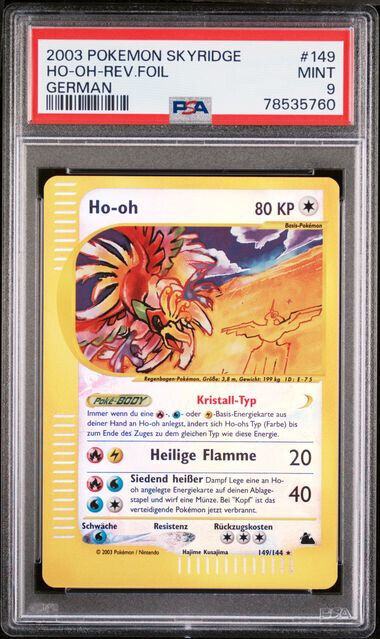 Pokemon 2003 Skyridge 149 Hooh Reverse Holo German PSA 9 POP 3 MINT