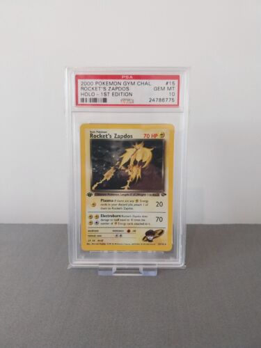 2000 1st Edition Gym Challenge Rockets Zapdos 15132  PSA 10  Pokemon Card