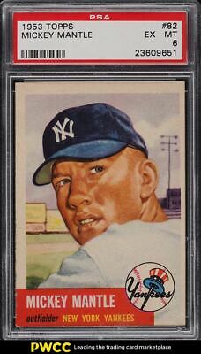 1953 Topps Mickey Mantle SHORT PRINT 82 PSA 6 EXMT