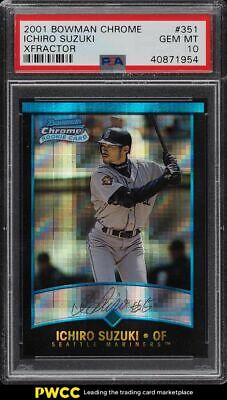 2001 Bowman Chrome Xfractor Ichiro Suzuki ROOKIE RC 351 PSA 10 GEM MINT