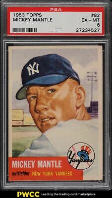 1953 Topps Mickey Mantle SHORT PRINT 82 PSA 6 EXMT