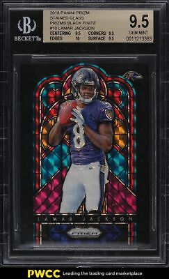 2018 Panini Prizm Stained Glass Black Finite Lamar Jackson ROOKIE RC 11 BGS 95