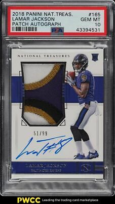 2018 National Treasures Lamar Jackson ROOKIE RC PATCH AUTO 99 165 PSA 10 GEM