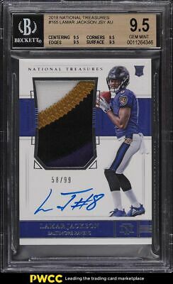 2018 National Treasures Lamar Jackson ROOKIE RC PATCH AUTO 99 165 BGS 95 GEM