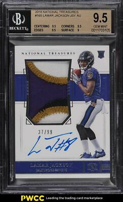 2018 National Treasures Lamar Jackson ROOKIE RC PATCH AUTO 99 165 BGS 95 GEM