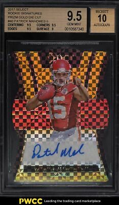 2017 Select Signature Gold DieCut Patrick Mahomes II ROOKIE AUTO 10 BGS 95