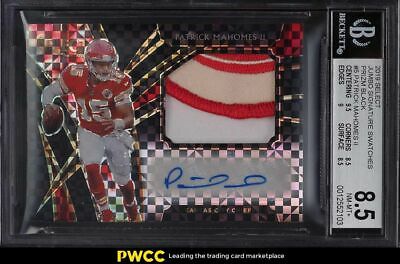 2019 Select Prizm Black Patrick Mahomes II LOGO JUMBO PATCH AUTO 11 BGS 85