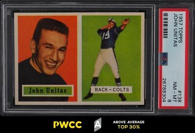 1957 Topps Football Johnny Unitas ROOKIE RC 138 PSA 8 NMMT PWCCA