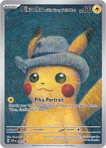 Pikachu With Grey Felt Hat 085 Promo Card Pokemon X Van Gogh Museum Quick Ship