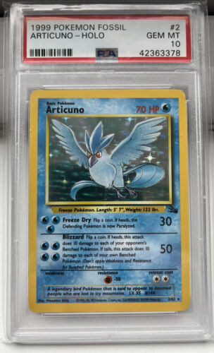 Pokemon Card   Articuno 262 Fossil Holo GEM MT  PSA 10   POP 63