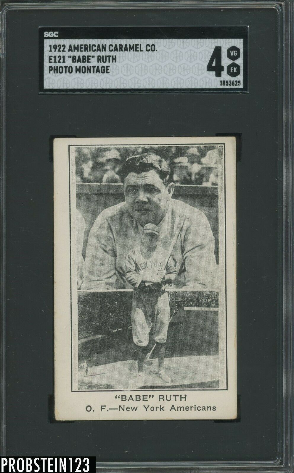 1922 American Caramel Co E121 Babe Ruth HOF Photo Montage SGC 4 VGEX  RARE 